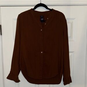 GAP Women's Chocolate Button-Up Blouse